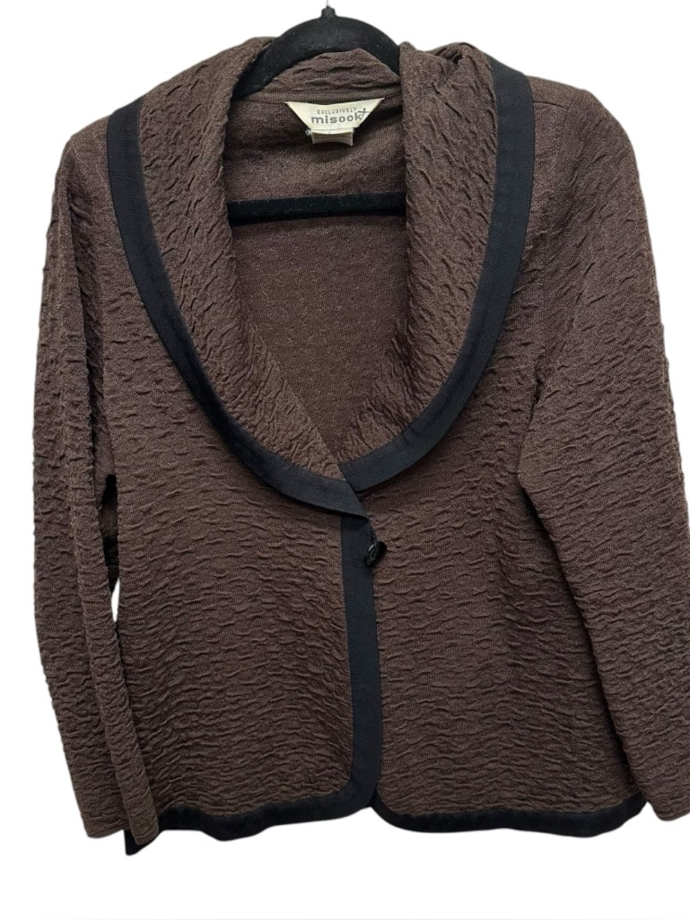 Exclusively Misook women’s brown sweater cardigan size large old money neutral